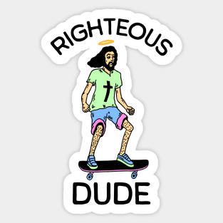 Righteous Dude Funny Jesus Riding Skateboard Sticker